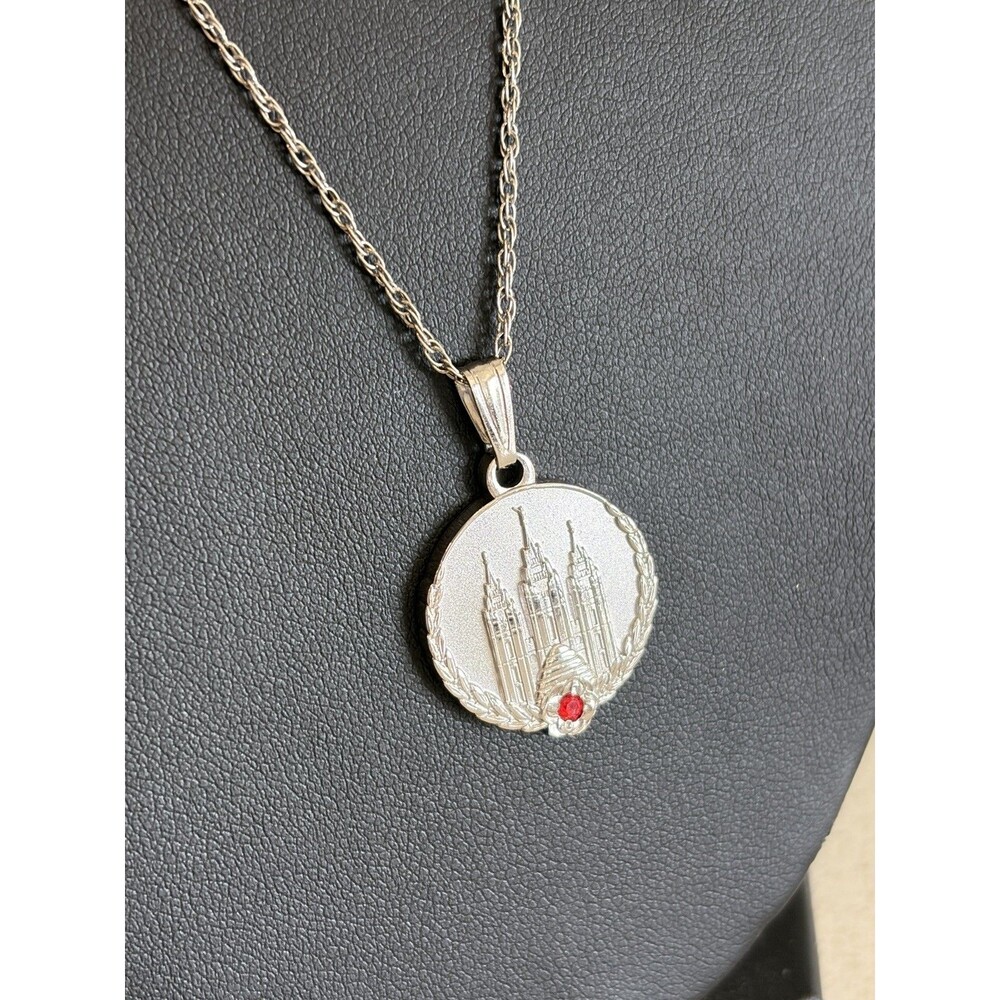 Personal Progress Medallion Young Women Womanhood Pendant Red Stone 925 silver